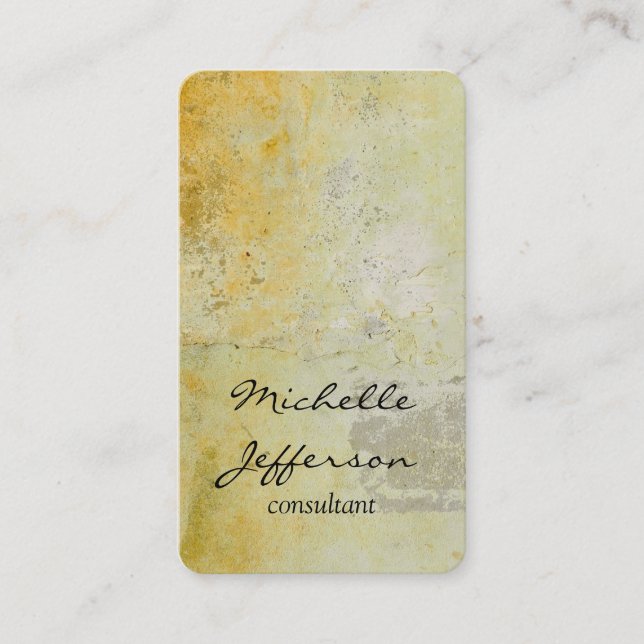 Vertical Plain Yellow Mortar Wall Design Business Card (Front)