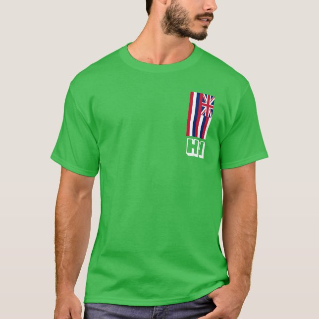 Vertical pocket Hawai’I Flag T-Shirt (Front)