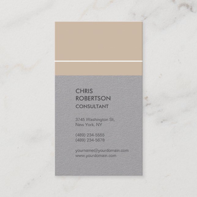 Vertical Premium Grey Minimalist Modern Business Card (Front)