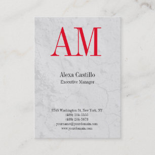 Vertical professional grey red monogram business card