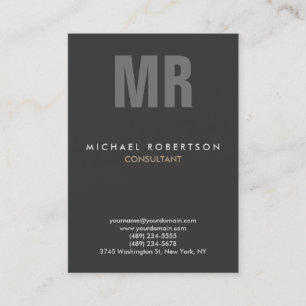Vertical Quality Grey Monogram Unique Business Card