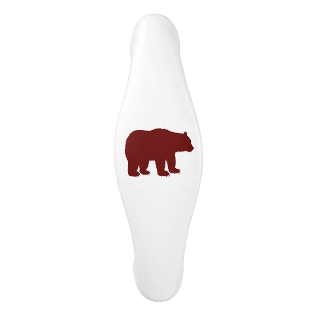 Vertical Red Bear Ceramic Cabinet Pull (Front)