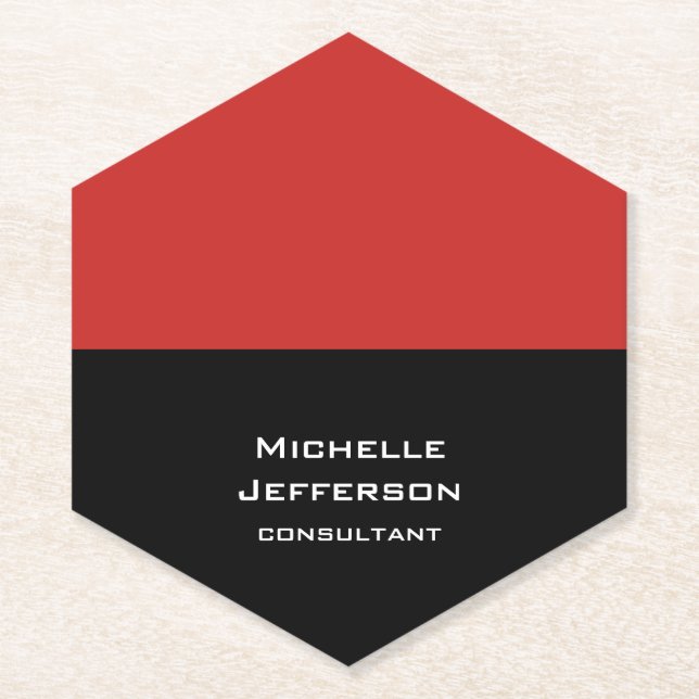 Vertical Red Black Abstract Modern Stylish Trendy Paper Coaster (Front)