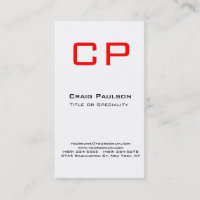 Vertical Red Black White Monogram Business Card