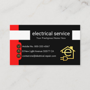 Vertical Red Electricity Symbol Buttons Business Card