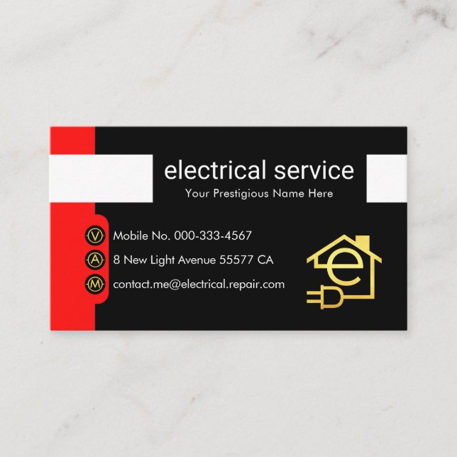Vertical Red Electricity Symbol Buttons Business Card (Front)