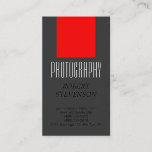 Vertical Red Grey Photography Artist Business Card