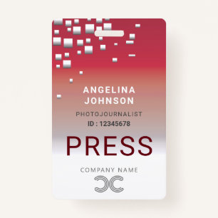Vertical Red Grey Press Employee Identification ID ID Badge