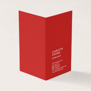 Vertical Red Trendy Minimalist Elegant Simple Business Card