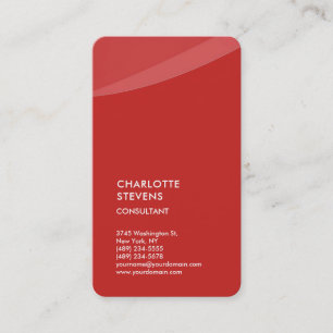 Vertical Red Trendy Minimalist Elegant Simple Business Card