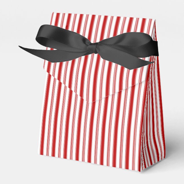 Vertical Red & White Stripes Favour Box (Front Side)