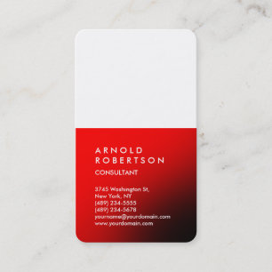 Vertical Red White Trendy Consultant Business Card