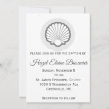 Vertical Scallop Shell Baptism Flat Card