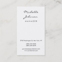 Vertical Script Contemporary Manager Business Card