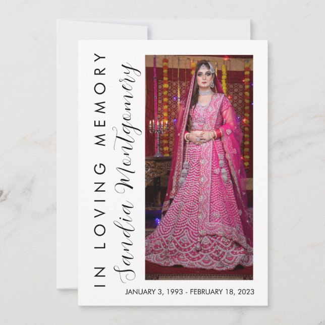 Vertical Script In Loving Memory funeral program Invitation (Front)