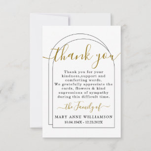 Vertical Script Minimal Funeral Thank You Card
