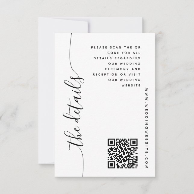 Vertical Script Wedding Details Enclosure Card (Front)