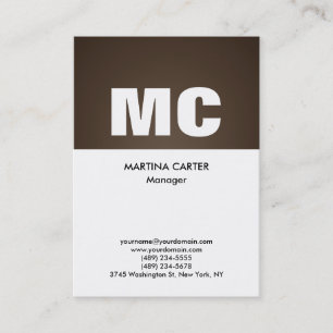 Vertical sepia white monogram professional modern business card