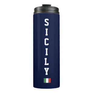 Vertical Sicily & Italian Flag Navy Thermal Tumbler