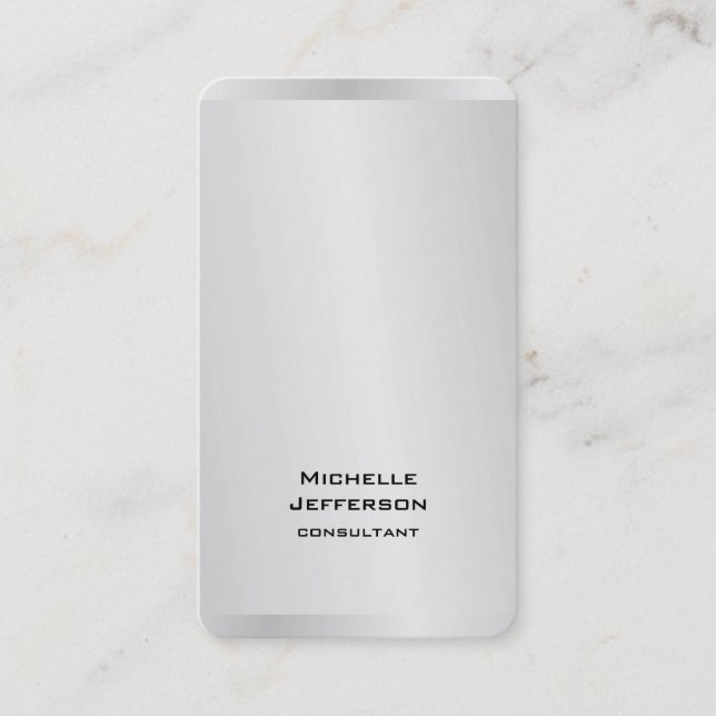 Vertical Silver Grey Stylish Trendy Modern Business Card (Front)