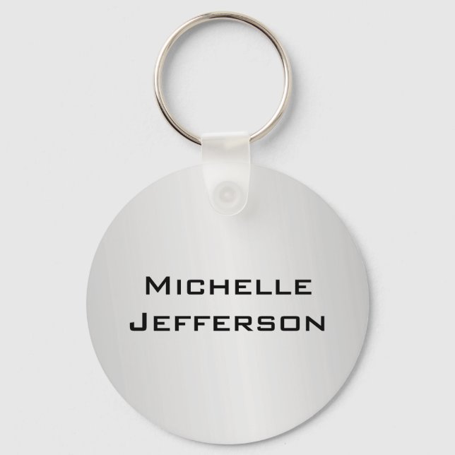 Vertical Silver Grey Stylish Trendy Modern Name Key Ring (Front)