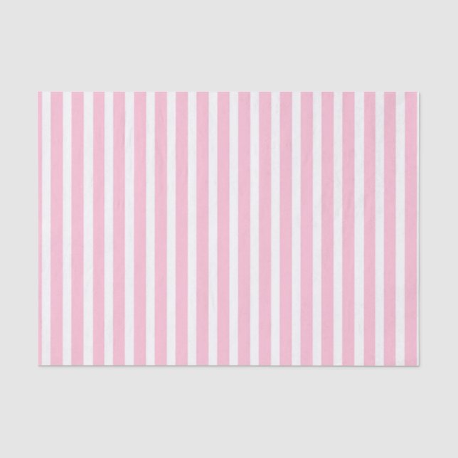 Vertical Soft Pink and White Stripes Tissue Paper (Front)