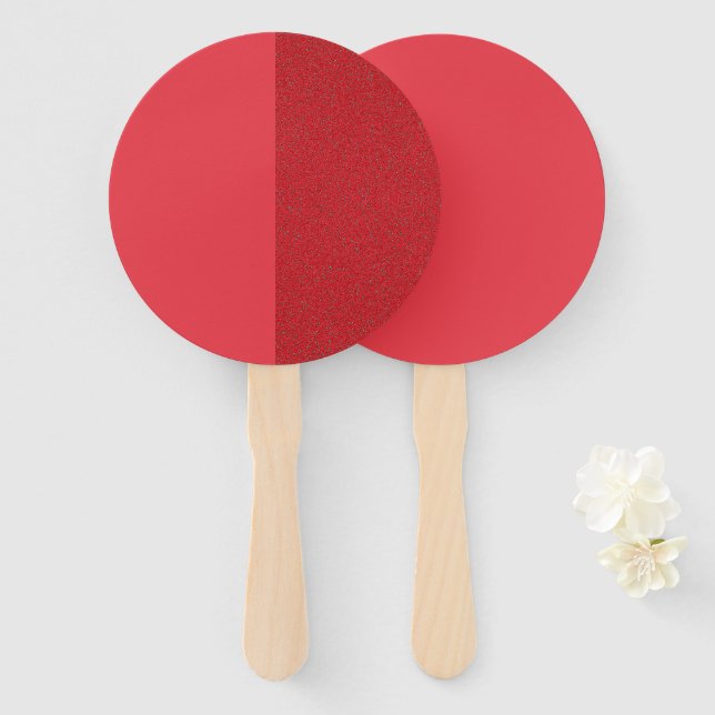 Vertical Split Tomato Red Hand Fan (Customisable) (Front and Back)