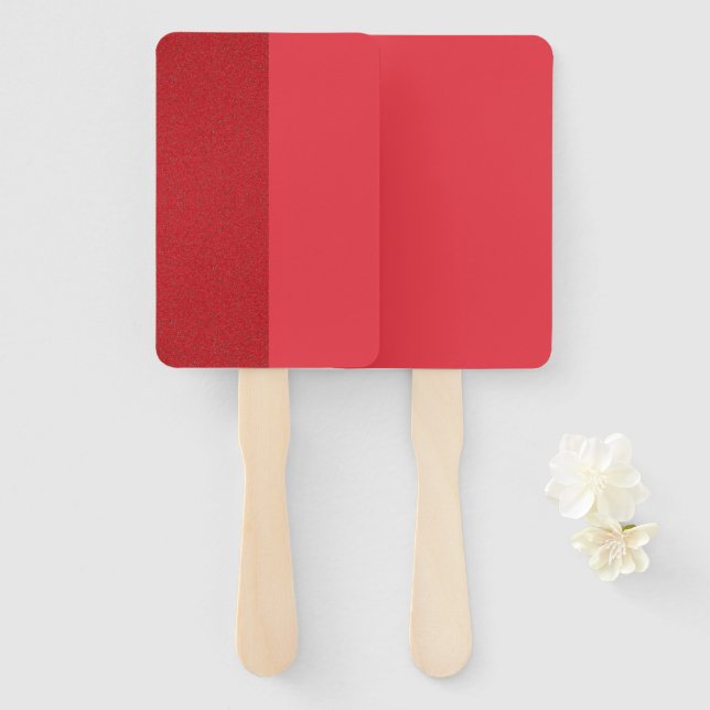 Vertical Split Tomato Red Rectangle Hand Fan (Front and Back)