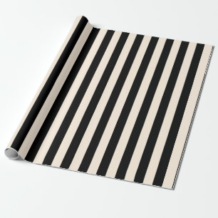 Vertical Stripe Pattern in Black and Cream Wrapping Paper