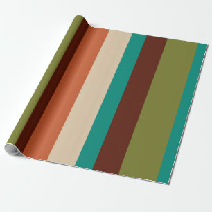 Vertical Stripe Retro Vintage Colours Pattern Wrapping Paper