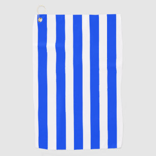 Vertical Stripe Sailor Blue & White Pattern Golf Towel