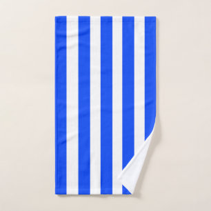 Vertical Stripe Sailor Blue & White Pattern Hand Towel