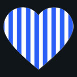 Vertical Stripe Sailor Blue & White Pattern Heart Sticker<br><div class="desc">Blue vertical Stripes on White background. Vertical stripe Pattern. Two-toned stripes graphic design. A pattern of strips coloured in blue and white. Design of several lines. A stripe pattern consists of continual lines in vertical direction.</div>