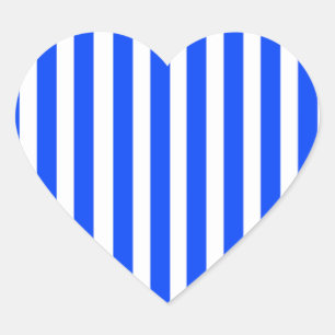 Vertical Stripe Sailor Blue & White Pattern Heart Sticker