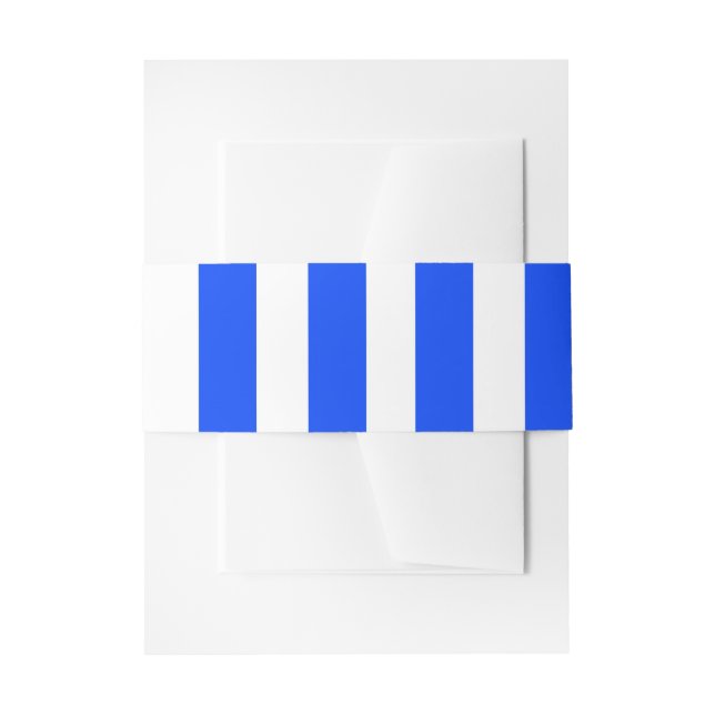 Vertical Stripe Sailor Blue & White Pattern Invitation Belly Band (Front Example)