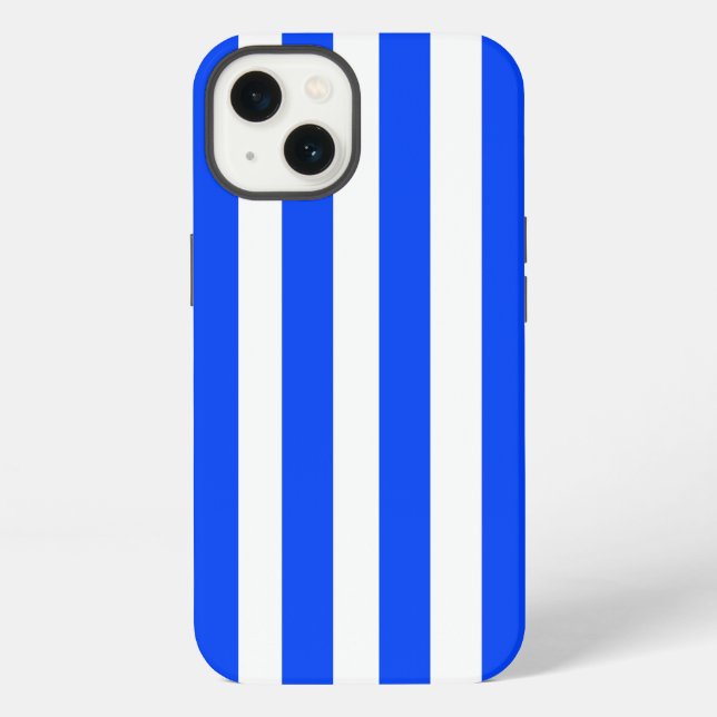 Vertical Stripe Sailor Blue & White Pattern iPhone Case (Back)