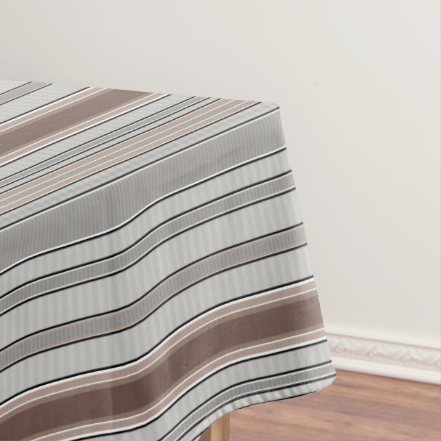  vertical striped textured pattern in grey brown  tablecloth (In Situ)