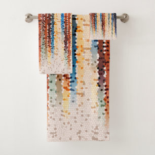 Vertical stripes, abstract, colorful, modern bath towel set