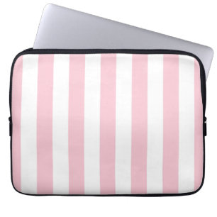 Vertical Stripes Baby Pink And White Striped Laptop Sleeve