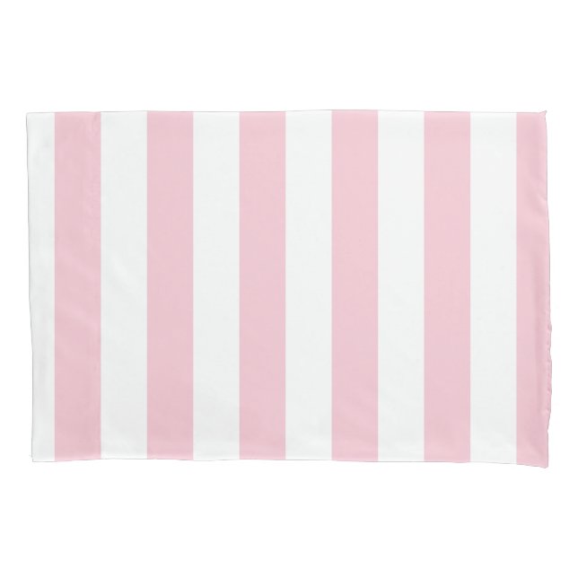 Vertical Stripes Baby Pink And White Striped Pillowcase (Front)