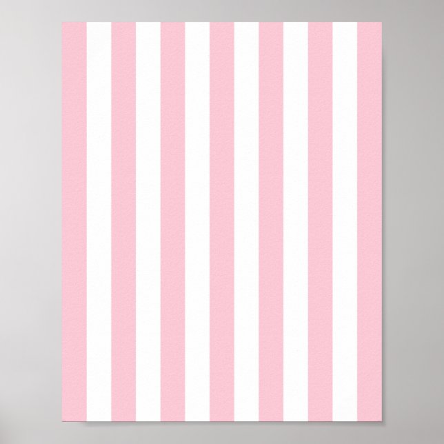 Vertical Stripes Baby Pink And White Striped Poster (Front)