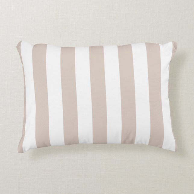 Vertical Stripes Beige And White Striped Decorative Cushion (Front)