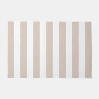Vertical Stripes Beige And White Striped Doormat