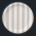 Vertical Stripes Beige And White Striped Paper Plate<br><div class="desc">Vertical Stripes – beige and white striped pattern.</div>