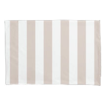 Vertical Stripes Beige And White Striped Pillowcase