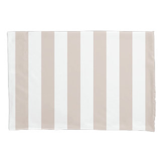 Vertical Stripes Beige And White Striped Pillowcase