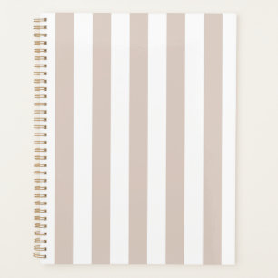 Vertical Stripes Beige And White Striped Planner