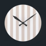 Vertical Stripes Beige And White Striped Round Clock<br><div class="desc">Vertical Stripes – beige and white striped pattern.</div>