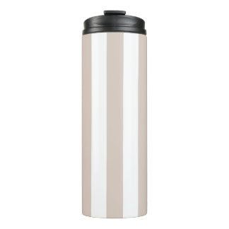 Vertical Stripes Beige And White Striped Thermal Tumbler