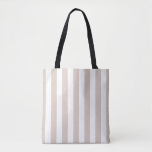 Vertical Stripes Beige And White Striped Tote Bag